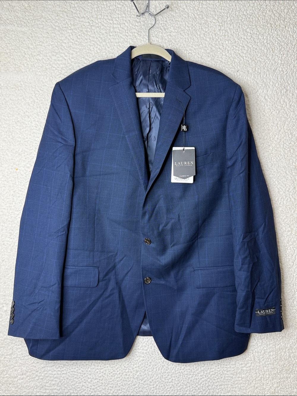 NWT Lauren Men's Ralph Lauren Ultraflex Classic-Fit Wool Suit Jacket Navy 48L